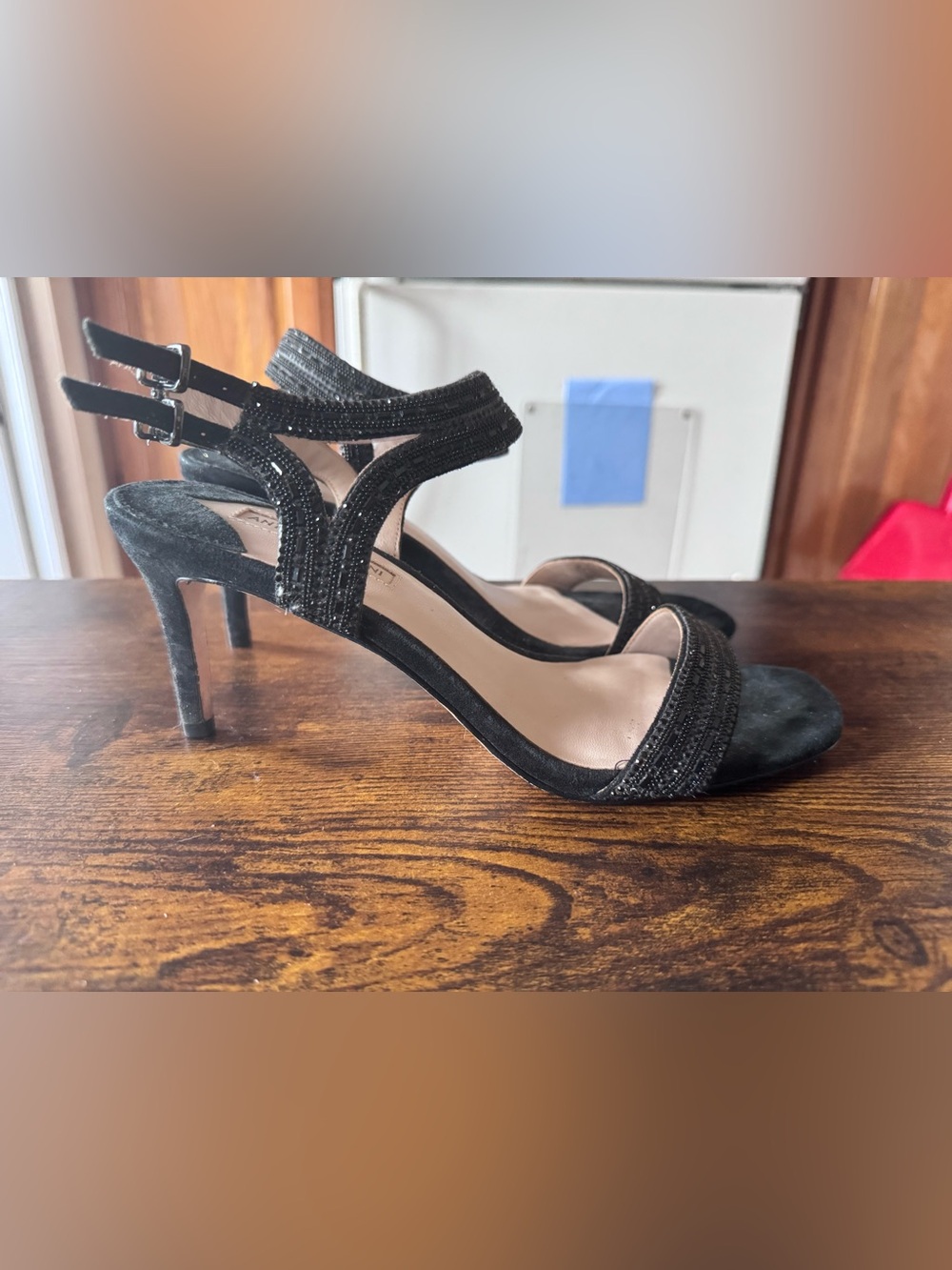Antonio Melani Black Embellished Strappy Heels Size 9M